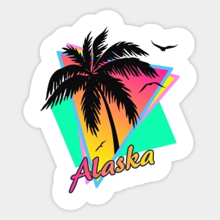 Alaska Funny 80s Sunset Sticker